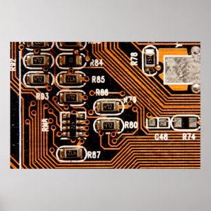 Poster macro prise de circuit, câbles, condensateurs, car