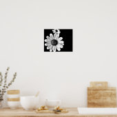 Poster macro vibrante noir et blanc photo floral (Cuisine)