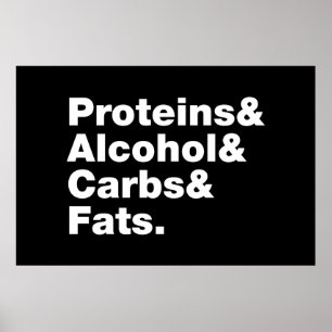 Poster Macronutriments. Protéines & Alcool & Carbes & Gra