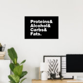 Poster Macronutriments. Protéines & Alcool & Glucides & G (Bureau à domicile)
