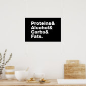 Poster Macronutriments. Protéines & Alcool & Glucides & G (Cuisine)