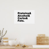 Poster Macronutriments. Protéines & Alcool & Glucides & G (Cuisine)