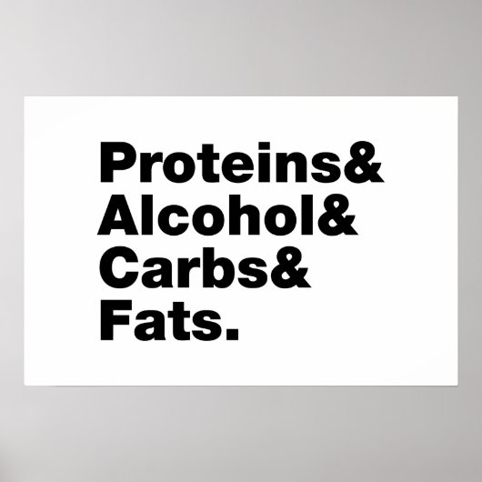 Poster Macronutriments. Protéines & Alcool & Glucides & G (Devant)