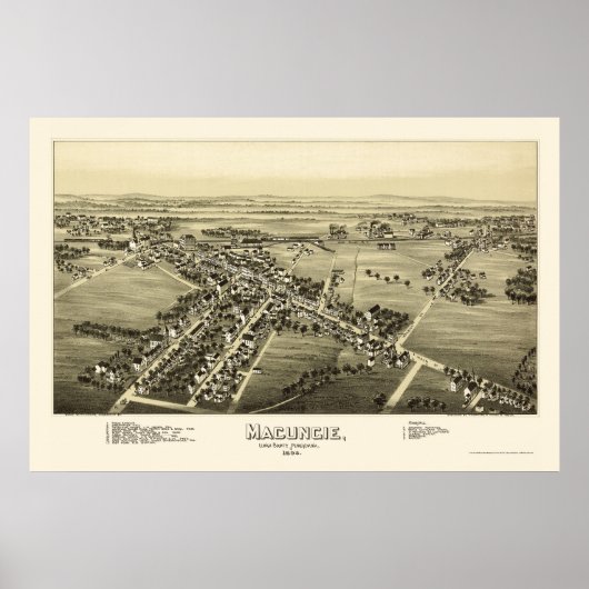 Poster Macungie, PA Carte panoramique - 1893 (Devant)