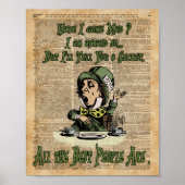 Poster Mad Hatter, Alice Au Pays Des Merveilles, Citation (Devant)