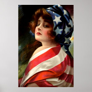 Poster Madame 4 juillet art patriotique vintage de