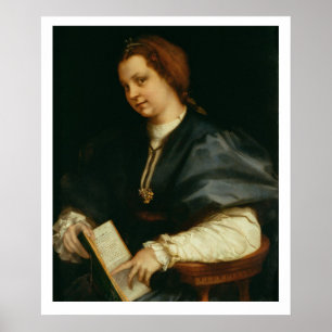 Poster Madame avec le livre du vers par Petrarch, c.1514