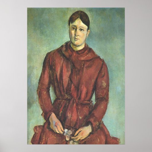 Poster Madame Cezanne en robe rouge - Paul Cezanne (Devant)