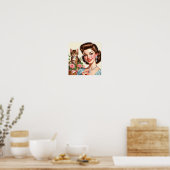 Poster Madame Chat Mignonne (Cuisine)