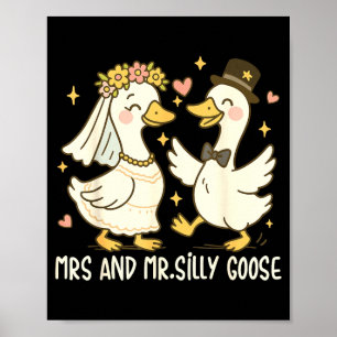 Poster Madame et monsieur oie idiote fête de mariage drôl