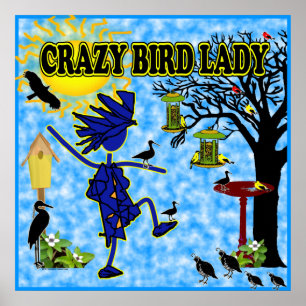 Poster Madame folle Design d'oiseau