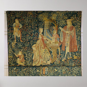 Poster Madame jouant l'organe portatif de