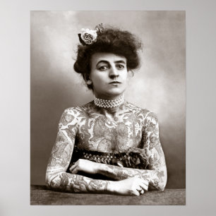 Poster Madame tatouée, 1907. Photo vintage
