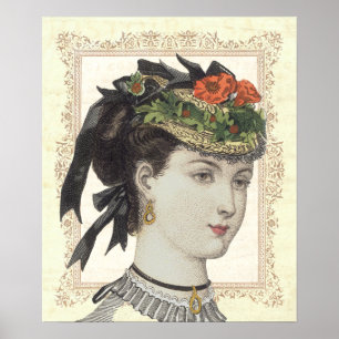 Poster Madame vintage française Poppies de mode dans le
