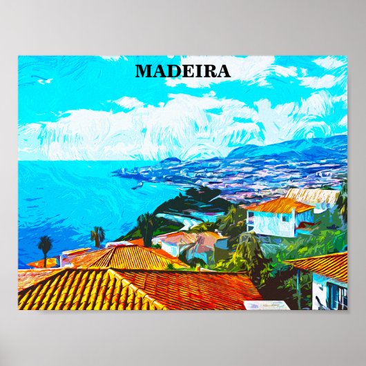 Poster Madeira Portugal Panorama Illustration (Devant)