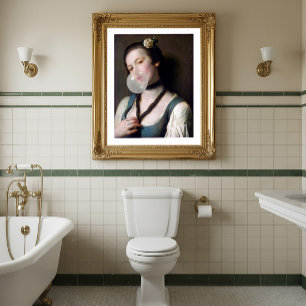 Poster Mademoiselle Sassy faisant des bulles de chewing-g