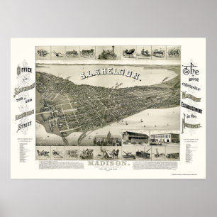 Poster Madison, WI Panoramic Map - 1885