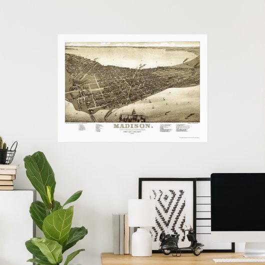 Poster Madison, WI Panoramic Map - 1885b (Bureau à domicile)