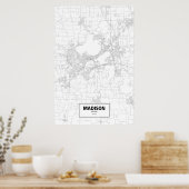 Poster Madison, Wisconsin (noir sur blanc) (Cuisine)