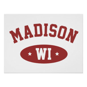 Poster Madison Wisconsin Rétro Sport Typographie Murale