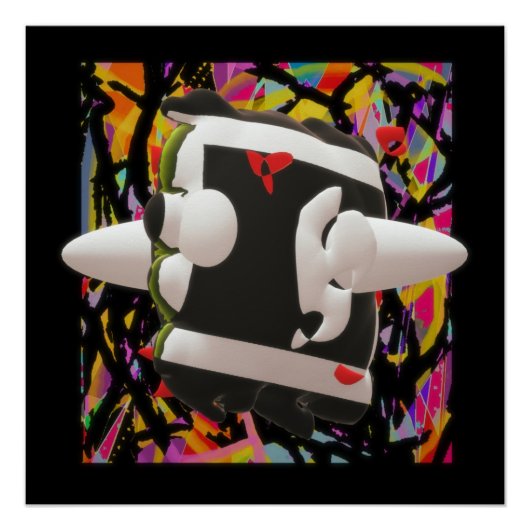 Poster Madness art mosaïque couleurs profondes noir encad (Devant)