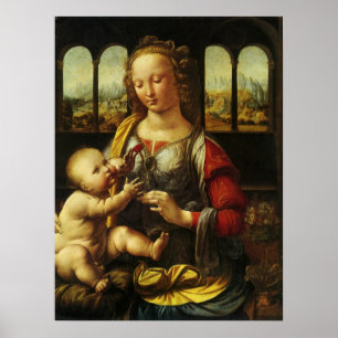 Poster Madone au vase de Léonard de Vinci