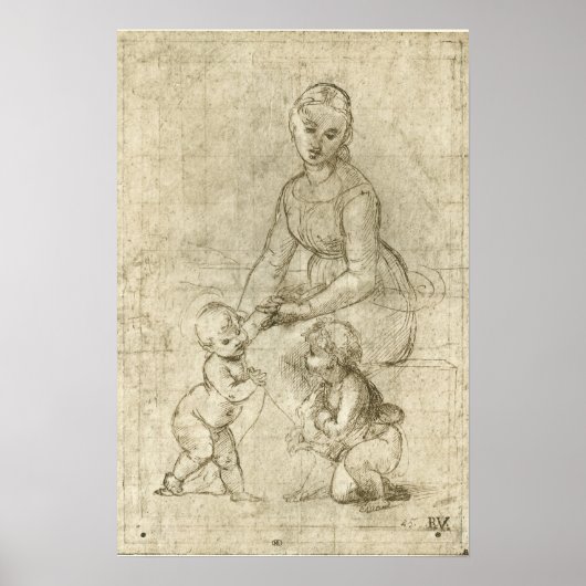 Poster Madone, Christ, Saint Jean-Baptiste par Raphaël (Devant)