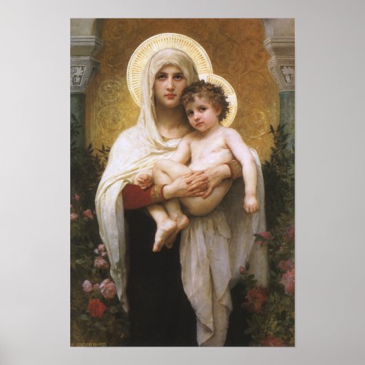 Poster Madone des Roses de Bouguereau (Devant)