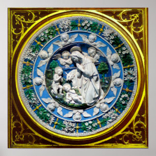 POSTER MADONNA AVEC ENFANT ET ANGELS