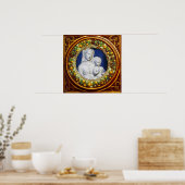 POSTER MADONNA AVEC ENFANT RENAISSANCE FLORAL CROWN (Cuisine)