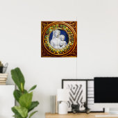 POSTER MADONNA AVEC ENFANT RENAISSANCE FLORAL CROWN (Bureau à domicile)