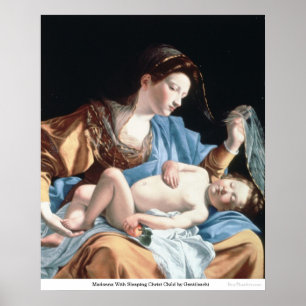 Poster Madonna avec l'enfant de sommeil du Christ par
