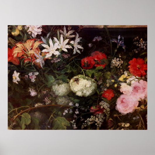 Poster Madonna dans une couronne florale (Devant)