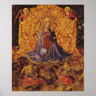 Poster Madonna de l'humilité avec l'enfant et les anges