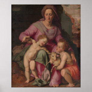 Poster Madonna & Enfant avec Saint Jean le Baptiste