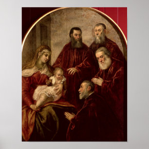 Poster Madonna et enfant avec quatre hommes d'État