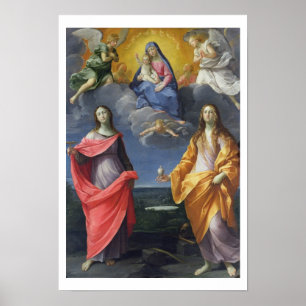 Poster Madonna et Enfant avec St Lucy et Mary Magdalene