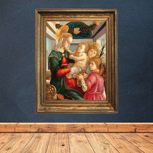 Poster Madonna et enfant Deux anges Sandro Botticelli