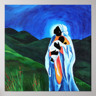 Poster Madonna et enfant - espérez le monde 2008