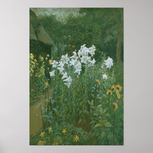 Poster Madonna Lilies dans un jardin (Devant)