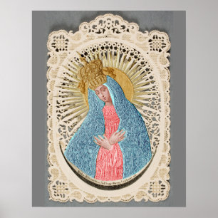 Poster Madonna Reine du Ciel sur dentelle