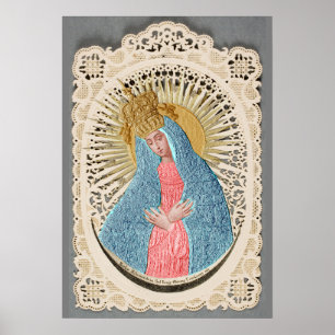 Poster Madonna Reine du Ciel sur dentelle