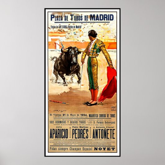 Poster Madrid, Arène de tauromachie, Espagne, course de t (Devant)