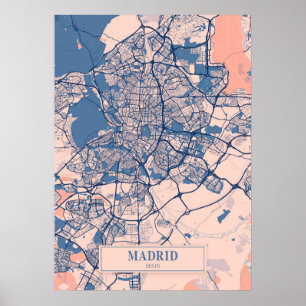 Poster Madrid - Espagne Breezy City Carte