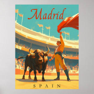 Poster Madrid, Espagne Charme Vintage