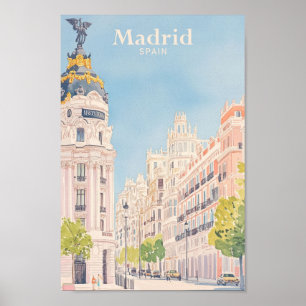 Poster Madrid Espagne Gouache Illustration Voyage