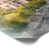 Poster Madrid Espagne Ville Silhouette Aquarelle Peinture (Coin)