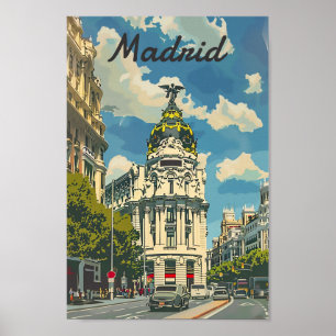 Poster Madrid Espagne Vintage Retro Voyage Illustration