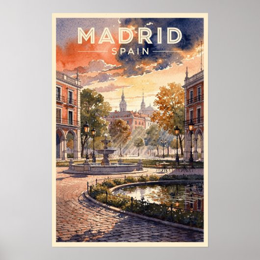Poster Madrid Espagne Voyage Rétro (Devant)