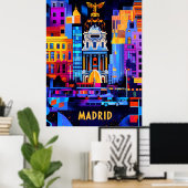 Poster Madrid nuit géométrique - Vibrant Urban Bold (Bureau à domicile)